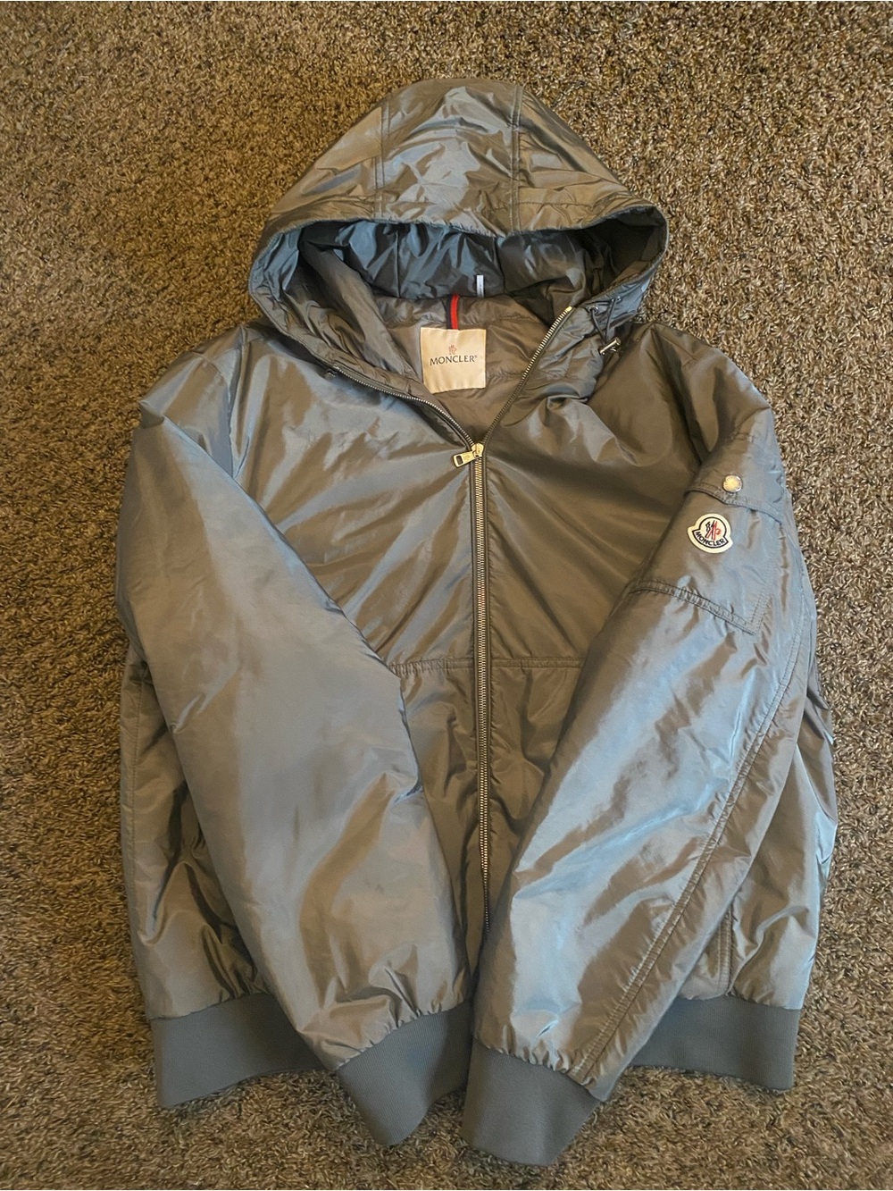 Moncler Men's Hooded Bomber Jacket in Gray
